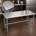 Thumbnail image #3 for Eagle Group Budget Series T2430GTB 30"W x 24"D Flat-Top 430 Stainless Steel Work Table with Open Galvanized Base