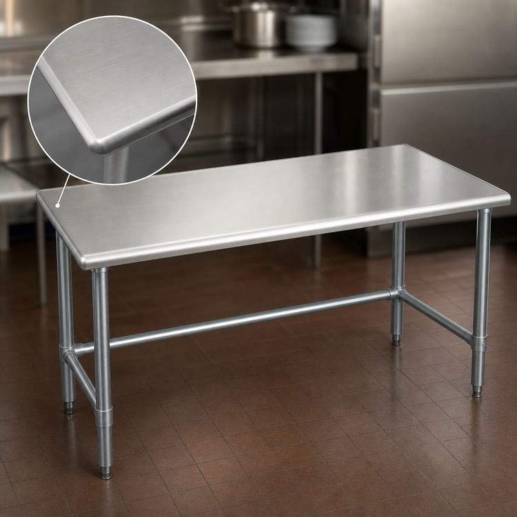 Product image #3 for Eagle Budget Series 30 Inch x 24 Inch Flat Top Stainless Steel Work Table with Galvanized Tubular Base