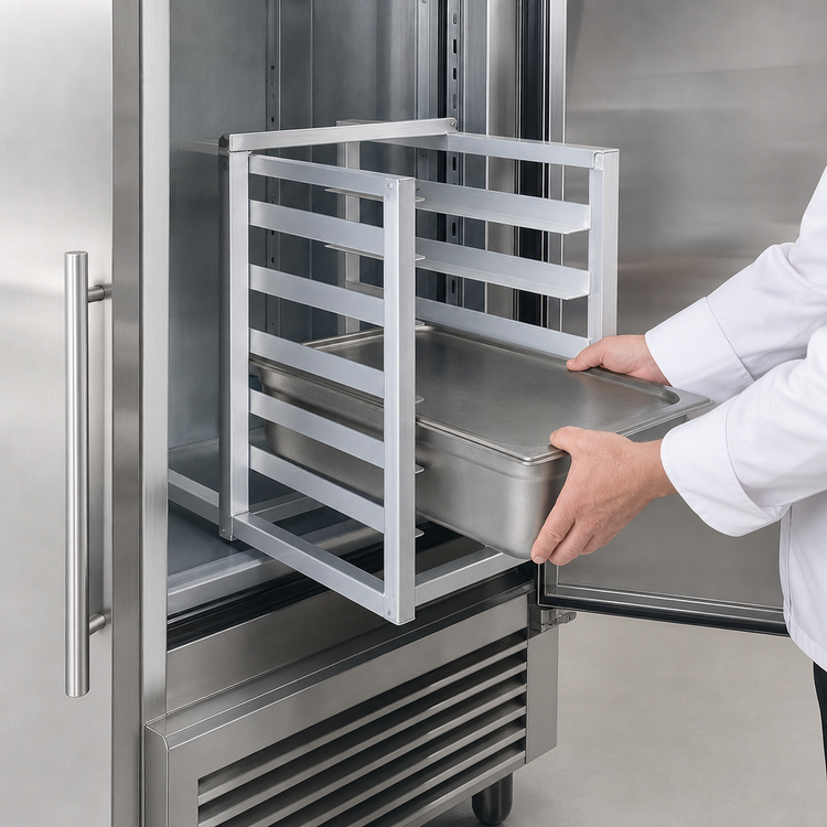 Product image #3 for Reach-In Aluminum End-Load Bun Pan & Steam Table Pan Rack, 4-Pan Capacity