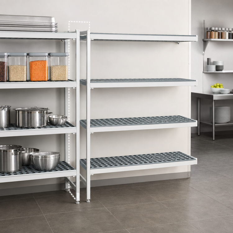 Product image #3 for Fermostock 4R38C66-E 4-Tier Add-On Polymer Shelving Expansion Kit, 66 in. H x 38 in. W x 22 in. D