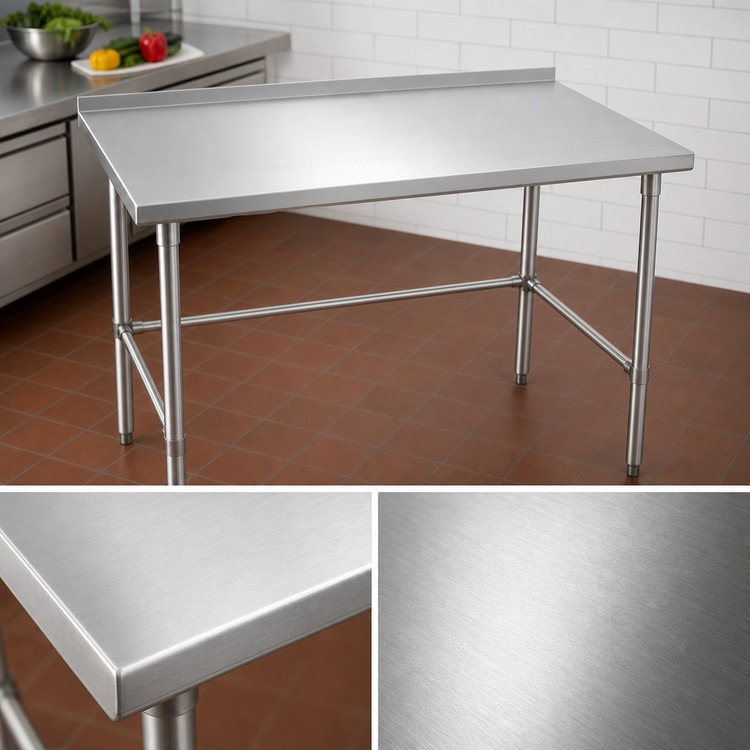 Product image #3 for John Boos Stallion 48" x 30" Stainless Steel Top Work Table with 1-1/2" Rear Riser