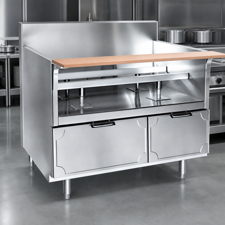 Product image #3 for La Rosa 66-Inch Dry-Drawer Equipment Stand with 3 Drawers and Richlite Cutting Board, 26.5-Inch Deep
