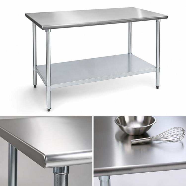 Product image #3 for Eagle Group BlendPort Deluxe Series 48-Inch W x 24-Inch D Stainless Steel Top Work Table with Galvanized Undershelf