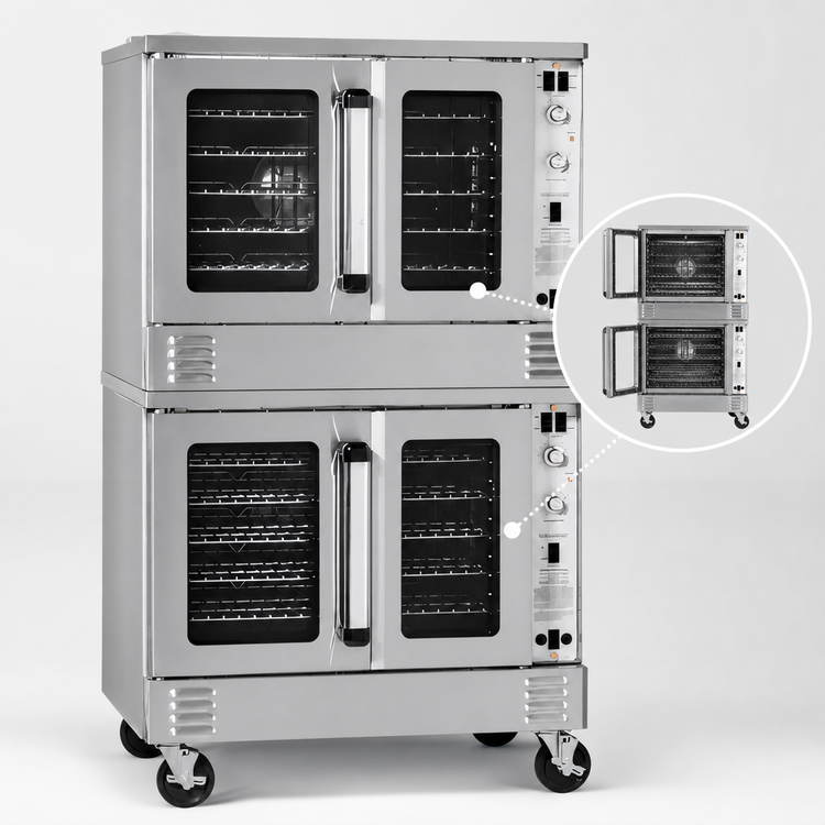 Product image #3 for Southbend Platinum Series Full-Size Standard-Depth Double Deck Gas Convection Oven with Standard Controls and Independent Doors