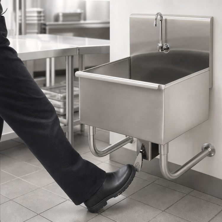 Product image #3 for Advance Tabco Wall-Mounted Service Sink with Knee Valve and Gooseneck Faucet