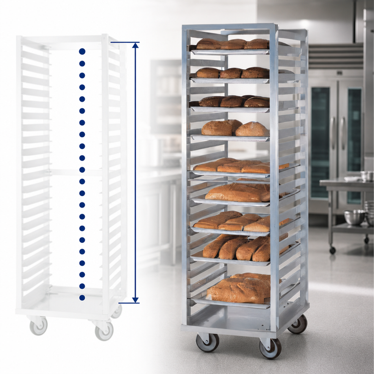 Product image #3 for Dinex 41-Tray Aluminum End-Loading Channel Pan Rack for 18 x 26 Inch Trays