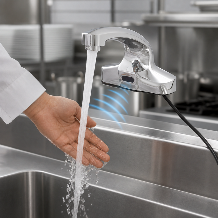 Product image #3 for T&S ChekPoint Touchless Electronic Deck Mount Faucet, 4-Inch Centers, Cast Brass Spout