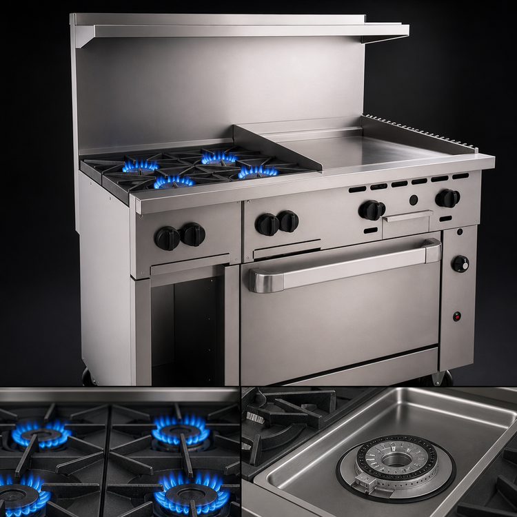 Product image #3 for Wolf Challenger XL 48-Inch Gas Restaurant Range with 4 Open Burners, 24-Inch Griddle, and Standard Oven