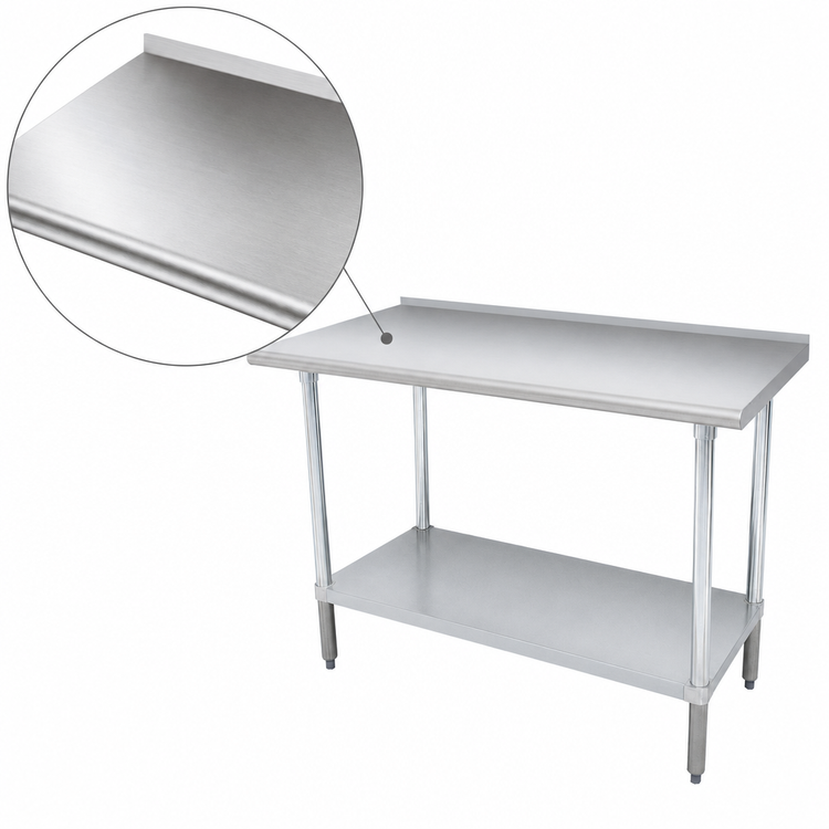 Product image #3 for Advance Tabco FMG-309 108 x 30 Inch Work Table with 304 Stainless Steel Top, Rear Up-Turn, and Galvanized Undershelf