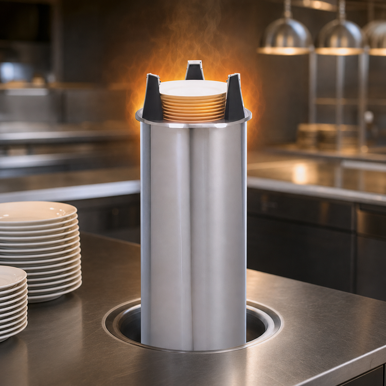 Product image #3 for Eagle Group Director's Choice Heated Drop-In Shielded Round Plate Dish Dispenser for Up to 5-Inch Plates