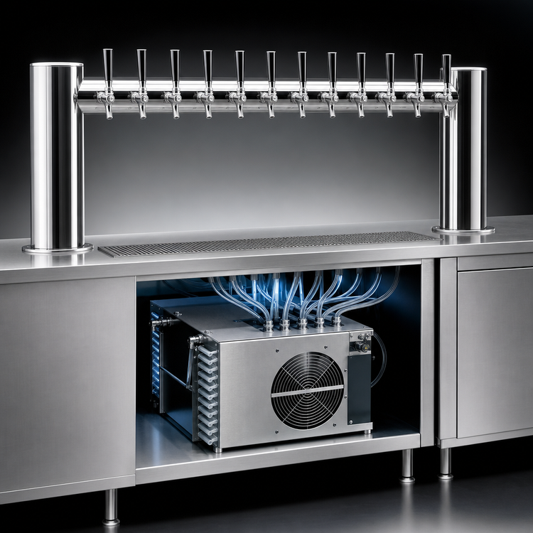 Product image #3 for Metropolis H 12-Faucet Countertop Glycol-Cooled Stainless Steel Draft Beer Tower
