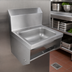 Thumbnail image #3 for Wall-Mounted 304 Stainless Steel Hand Wash Sink with 14 x 10 x 5-Inch Bowl and 8-1/8-Inch Backsplash