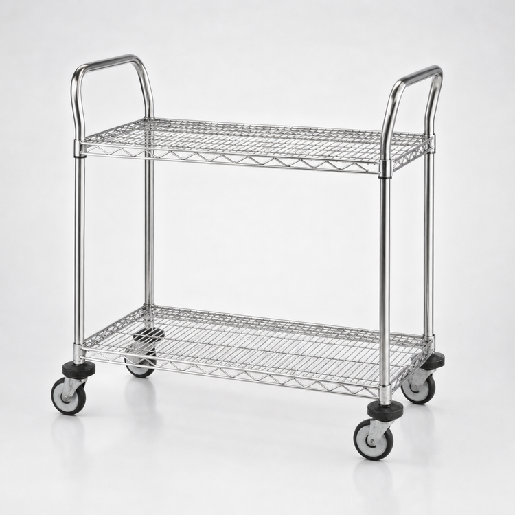 Product image #3 for Metro Super Erecta Standard Duty 2-Shelf Stainless Steel Bus Cart