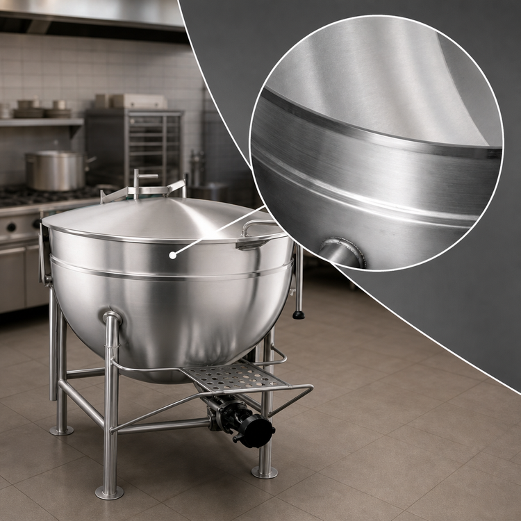 Product image #3 for Legion 100-Gallon Stationary Direct Steam Kettle with 304 Stainless Steel Liner