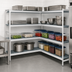 Thumbnail image #3 for Fermostock 4-Tier Corner Expansion Polymer Shelving Kit, 66 Inch H x 42 Inch W x 18 Inch D, Gray