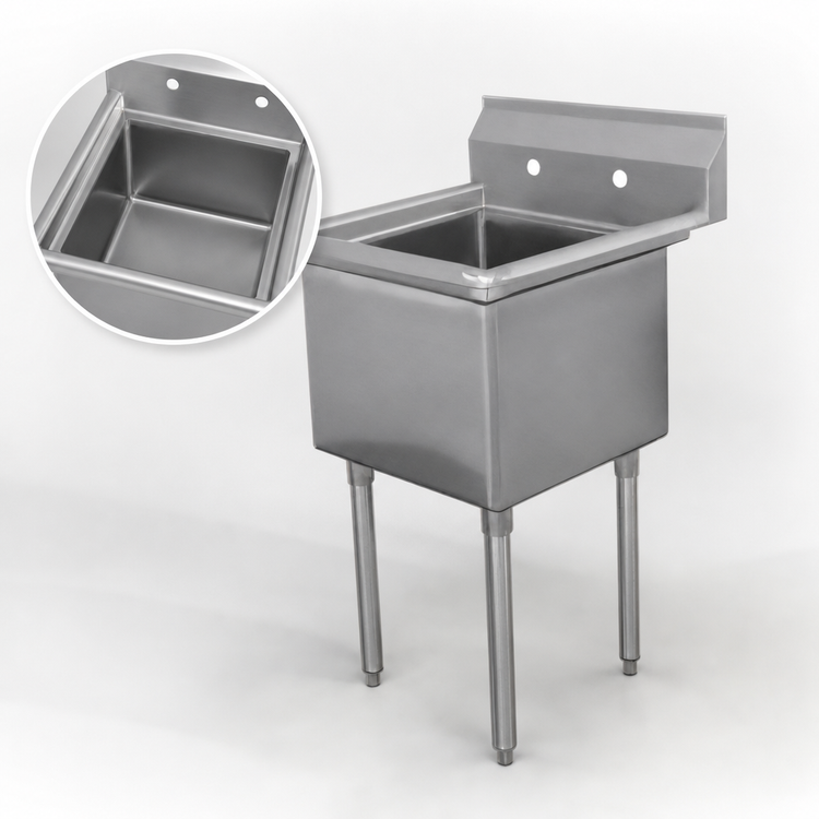 Product image #3 for Advance Tabco Special Value Series 1-Compartment Fabricated Stainless Steel Sink with 16 x 20 x 12 Inch Bowl, No Drainboards