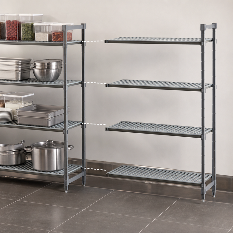 Product image #3 for Cambro Camshelving Basics Plus 42 Inch x 21 Inch x 72 Inch 4-Tier Add-On Polymer Shelving Unit