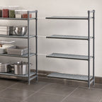 Thumbnail image #3 for Cambro Camshelving® Basics Plus CBA214272VS4580 42 x 21 x 72 Inch 4-Tier Add-On Polymer Shelving Unit, 3 Vented/1 Solid, Brushed Graphite