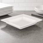 Thumbnail image #3 for Crestware Quattro QUA82 10-Inch Square Deep Wide-Rim Ceramic Platter, Pearl White Case of 12
