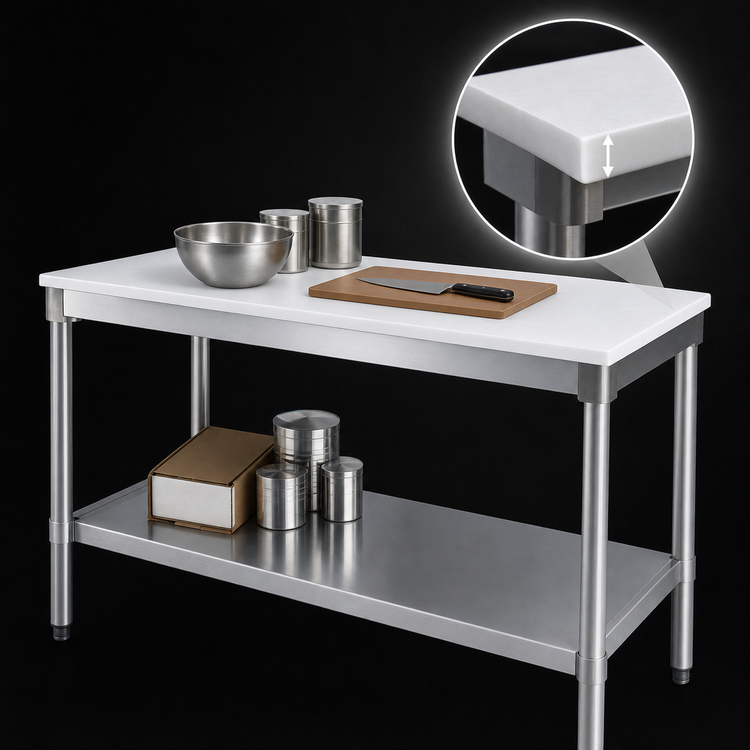 Product image #3 for New Age 48 Inch x 24 Inch Poly Top Work Table with Open Aluminum Base