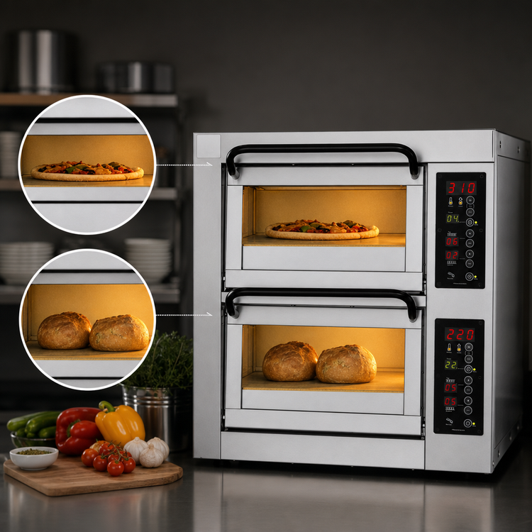 Product image #3 for PizzaMaster 350 Series Countertop Electric Stone Hearth Pizza Oven with 2 Independent Chambers