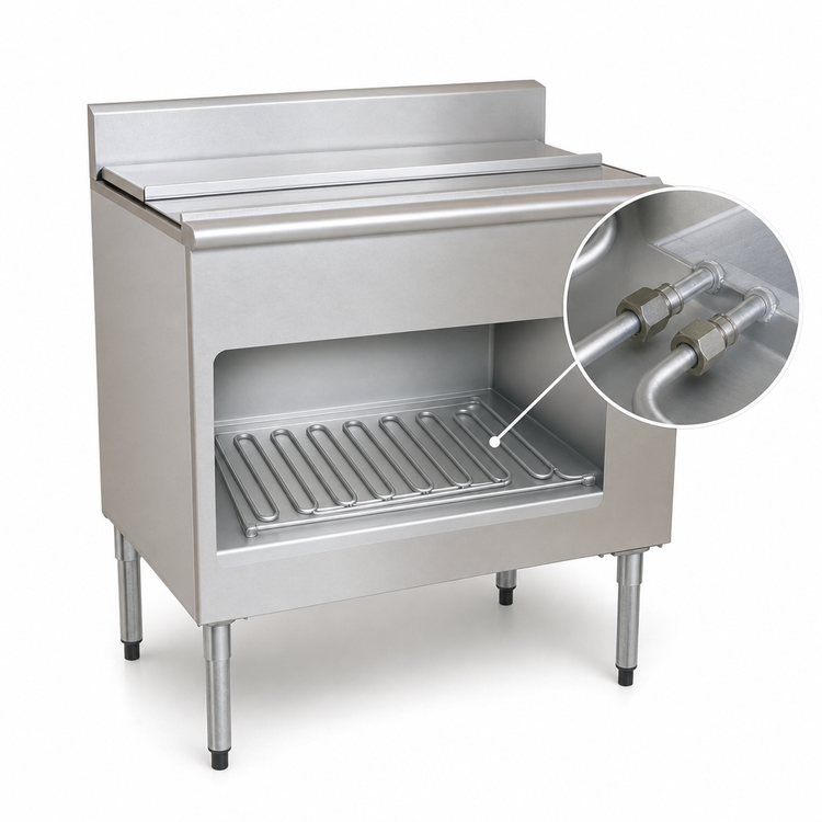 Product image #3 for Eagle 1800 Series 36 Inch Underbar Ice Chest — 8 Inch Insulated Bin with Sealed-In 7-Circuit Cold Plate