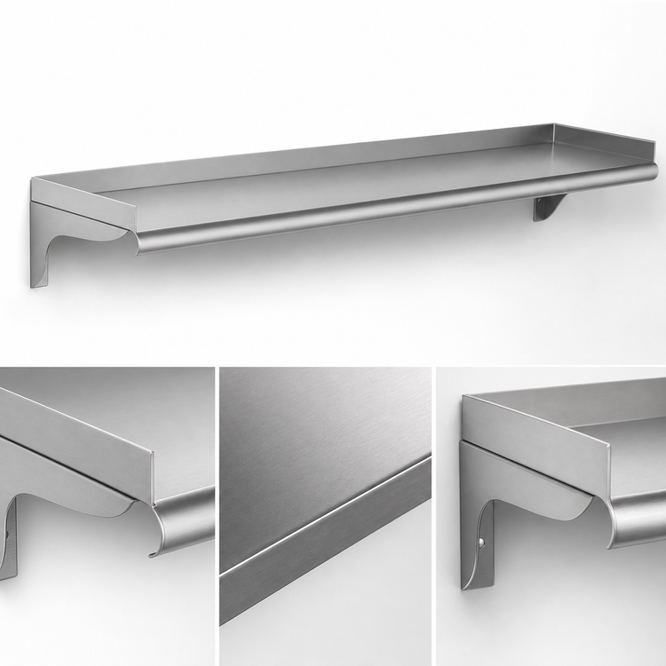 Product image #3 for Eagle Group 84-Inch Wall-Mounted Shelf, 12-Inch Deep, 14 Gauge 304 Stainless Steel