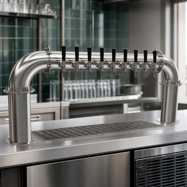 Product image #3 for Krowne Pass-Through Pipe Beer Tower, 8-Faucet Capacity, Air-Cooled, Brushed Stainless Steel, 45-Inch Length