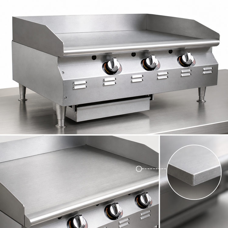 Product image #3 for RedHots Chef's Line 36-Inch Countertop Natural Gas Griddle with Smooth Steel Plate