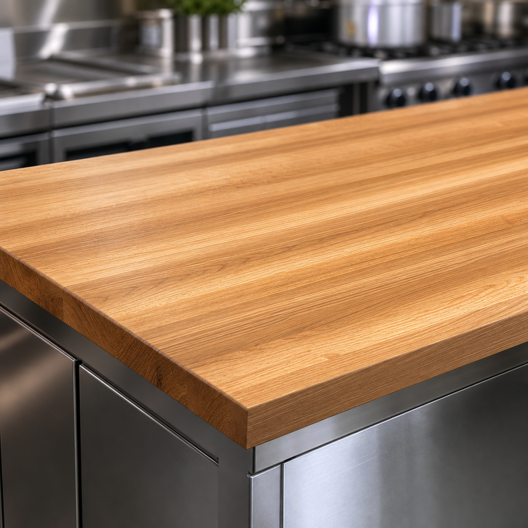 Product image #3 for Appalachian Red Oak Edge Grain Island Countertop, 108 x 48 x 1-3/4 Inches, Varnique Finish