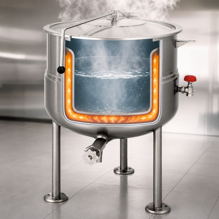Product image #3 for Cleveland Range 80-Gallon Direct Steam Kettle with 2/3 Steam Jacket and Tri-Leg Base