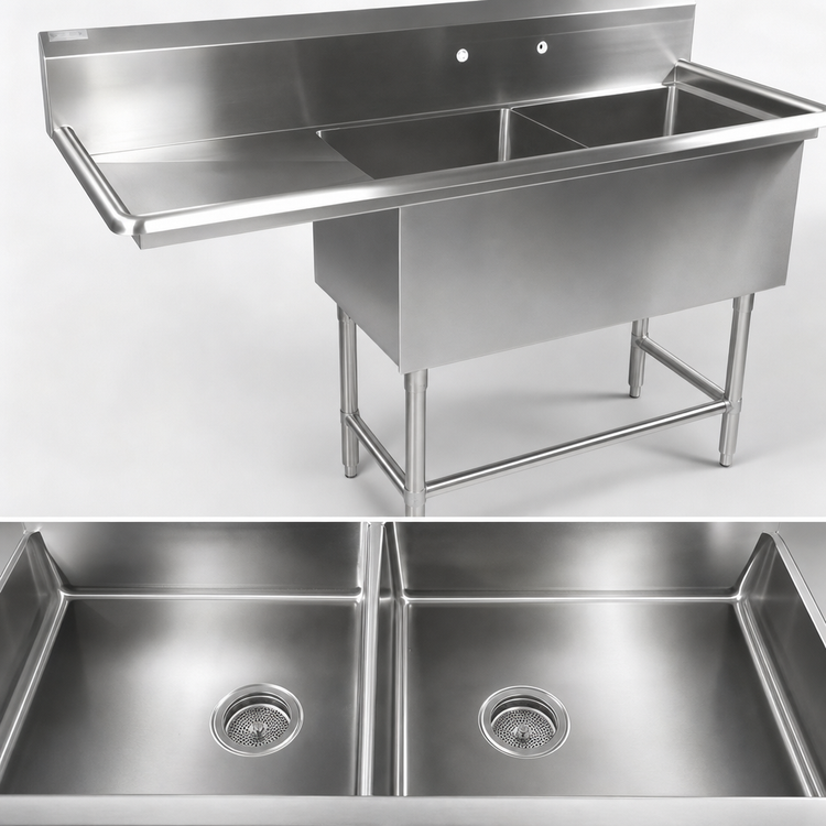 Product image #3 for John Boos Pro-Bowl 2-Compartment Stainless Steel Sink with 24-Inch Left Drainboard