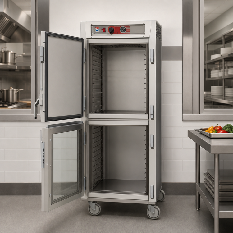 Product image #3 for Metro C5 6 Series Full-Height Pass-Thru Heated Holding Cabinet with One Solid Dutch Door and One Double-Pane Tempered Glass Dutch Door, 120V