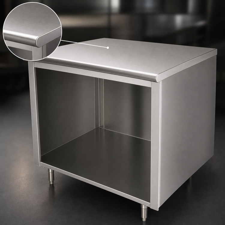 Product image #3 for Advance Tabco 36-Inch x 24-Inch Flat Top Stainless Steel Work Table with Open Front Cabinet Base