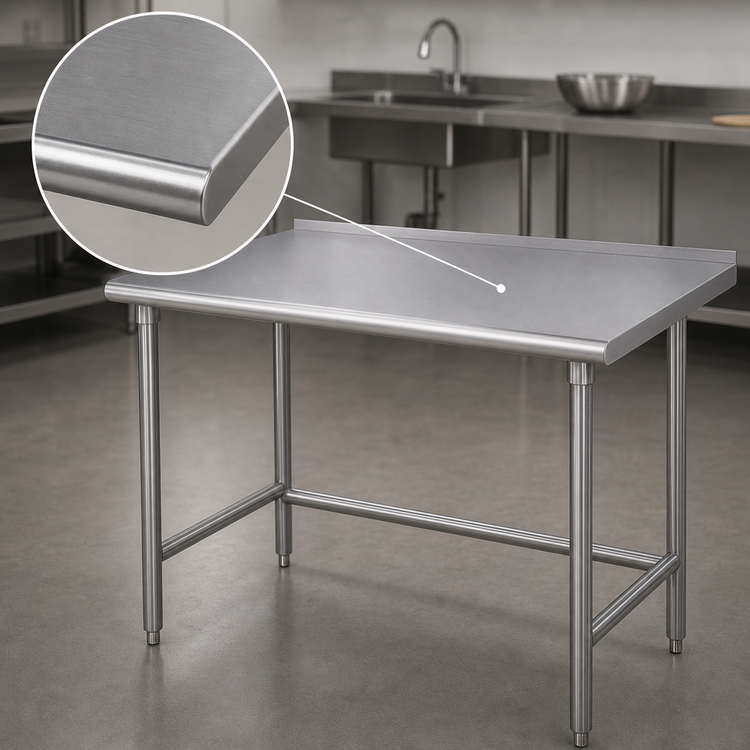 Product image #3 for Advance Tabco 48-Inch x 30-Inch 304 Stainless Steel Open Base Work Table with 1-1/2-Inch Rear Up-Turn