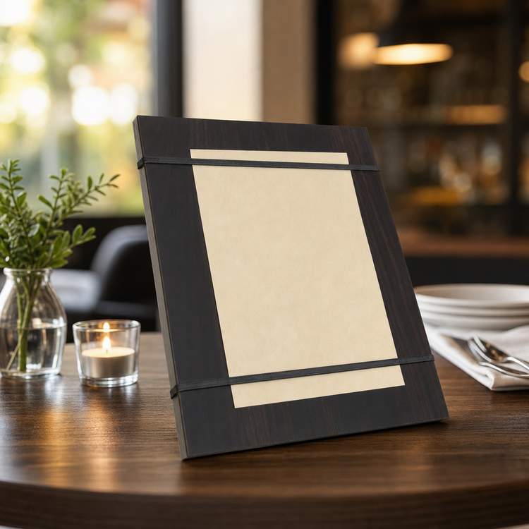 Product image #3 for American Metalcraft Tabletop Espresso Wood Rubber Band Menu Board, 9 x 12-1/2 Inches