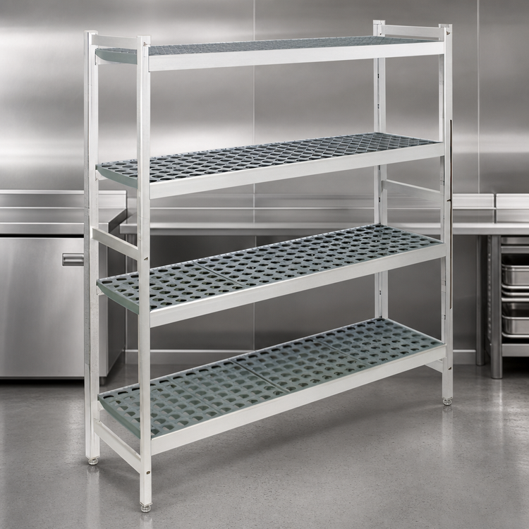 Product image #3 for Fermostock 4-Tier Stationary Starter Shelving Unit with Removable Polymer Inserts, 59"W x 22"D x 83"H