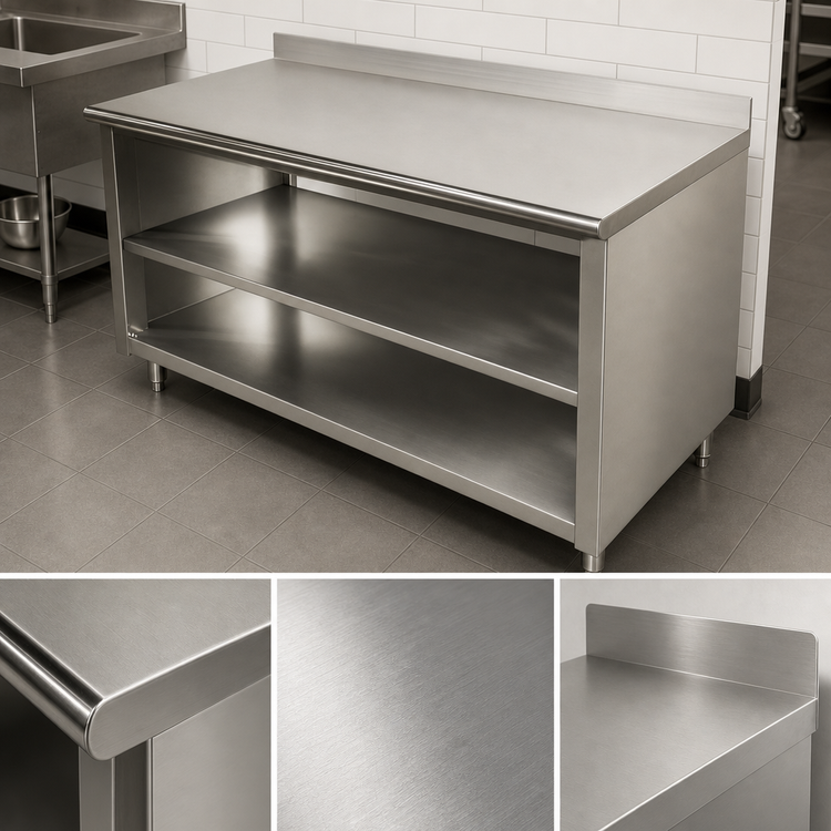 Product image #3 for Advance Tabco Special Value Economy 48" x 24" Stainless Steel Work Table with 5" Backsplash and Mid Shelf