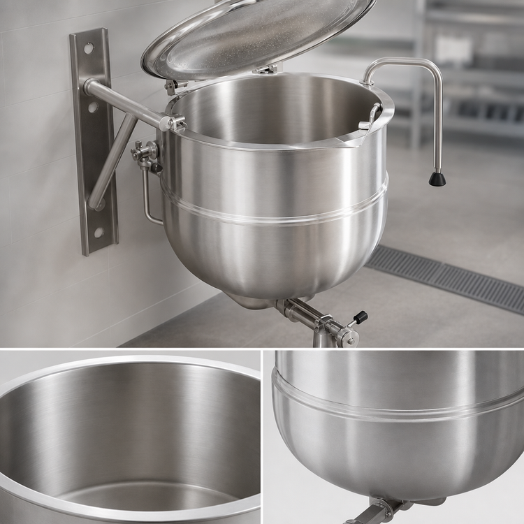 Product image #3 for Legion LTWT-100 100-Gallon Direct Steam Kettle with Actuator-Assisted Cover