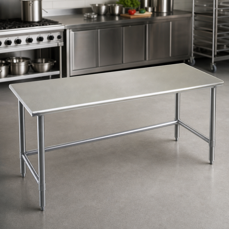 Product image #3 for Eagle Deluxe Series 108-Inch x 24-Inch Flat Top Stainless Steel Work Table with Galvanized Tubular Base