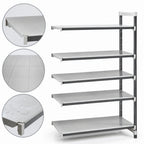 Thumbnail image #3 for Cambro Camshelving® Elements EXA243684S5480 5-Tier Solid Add-On Shelving Unit, 24"D x 36"W x 84"H, Speckled Gray