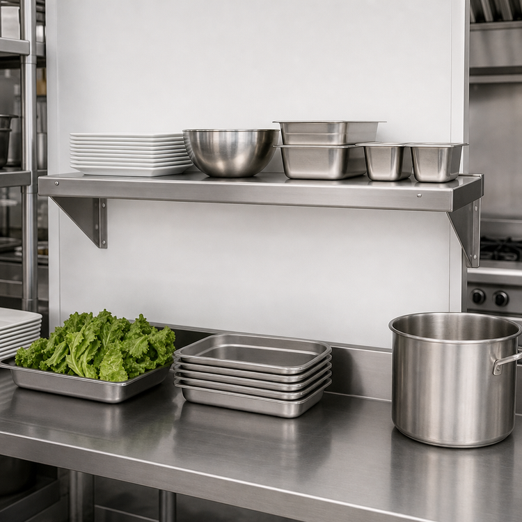 Product image #3 for Advance Tabco Special Value Series 24-Inch Wall-Mounted Tab-Lock Shelf, 18/430 Satin Stainless Steel