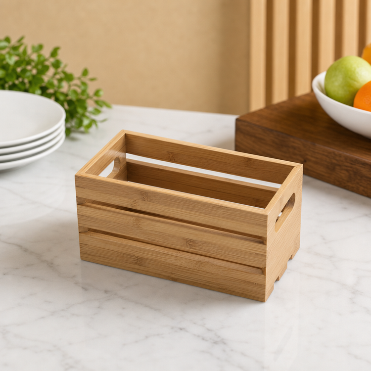 Product image #3 for American Metalcraft Bamboo 1/3-Size Rectangular Serving Crate / Display Riser