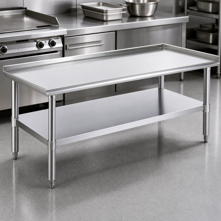 Product image #3 for Eagle Group 60-3/8 Inch Stainless Steel Griddle/Equipment Stand with Open Base and Adjustable Undershelf