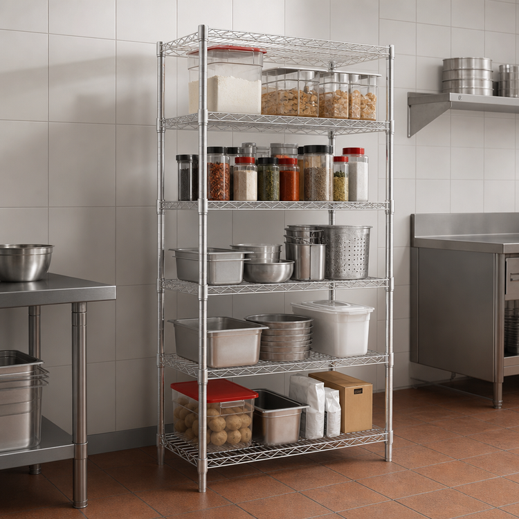 Product image #3 for EAGLEbrite 5-Tier Stationary Starter Wire Shelving Unit, 48 x 24 x 86 Inches, Zinc Finish