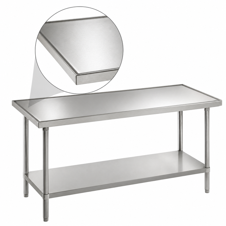 Product image #3 for Advance Tabco 72-Inch x 30-Inch 14-Gauge 304 Stainless Steel Work Table with Adjustable Undershelf