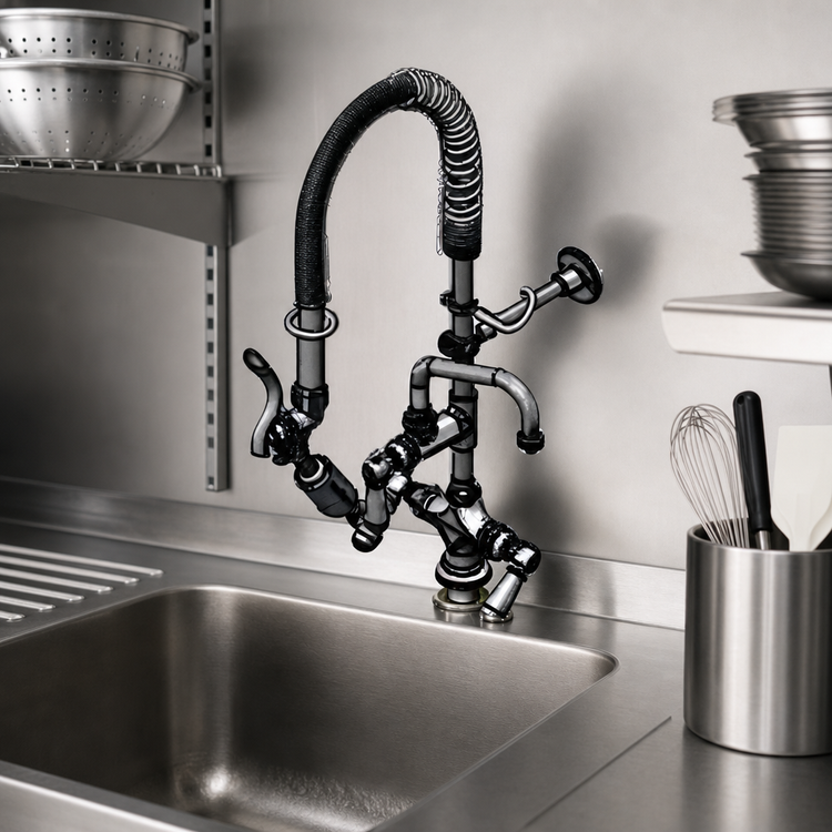 Product image #3 for T&S Brass Mini Pre-Rinse Faucet Unit, Dual Temperature, 6-Inch Swing Nozzle, Deck Mount