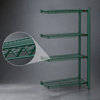 Thumbnail image #3 for Eagle Group Valu-Gard A4-74-2172VG 4-Tier Add-On Wire Shelving Unit, 72W x 21D x 74H, Green Epoxy