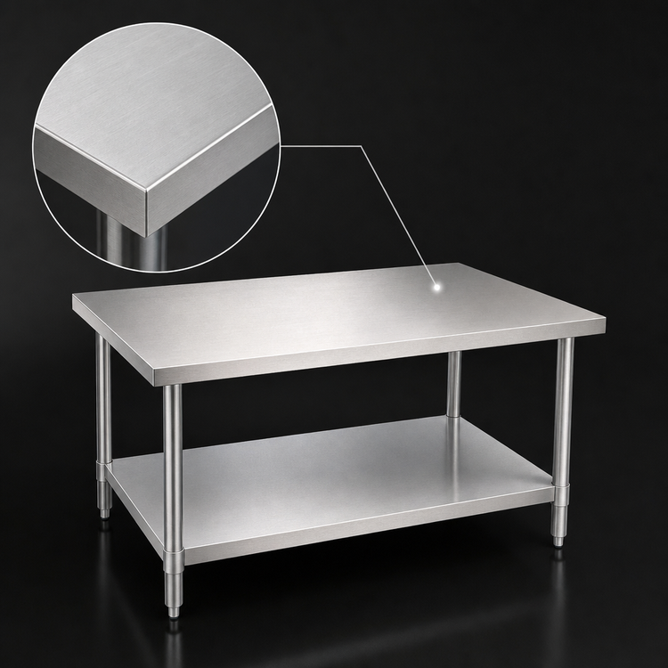 Product image #3 for Turbo Air 48" x 24" Stainless Steel Flat Top Work Table with Adjustable Undershelf