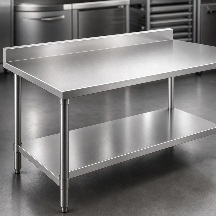 Product image #3 for Deluxe Series Stainless Steel Work Table with 4-1/2-Inch Backsplash and Adjustable Undershelf, 48 x 36 Inches